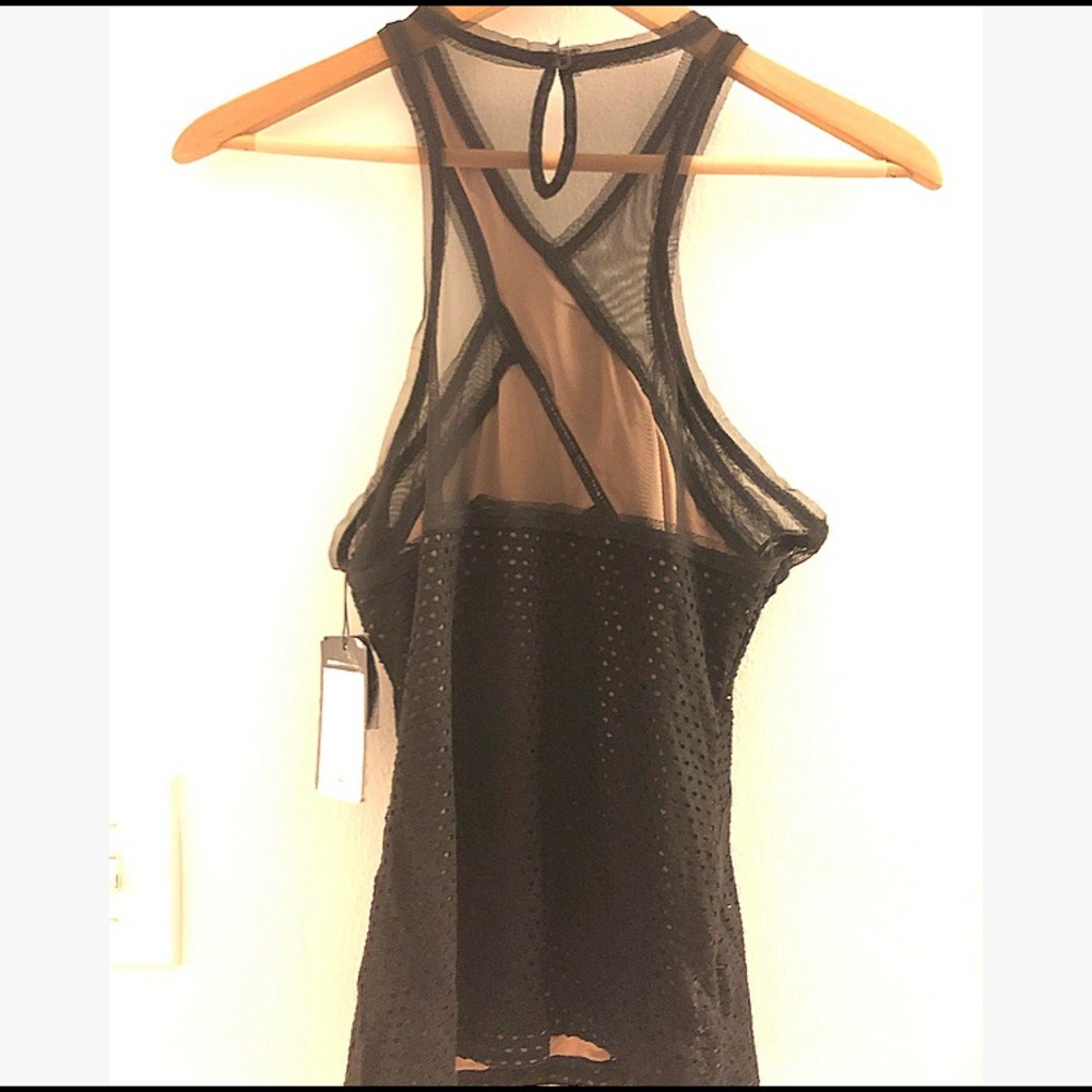 BCBGMaxAzria Black Mesh Racerback Tank - Picture 2 of 3